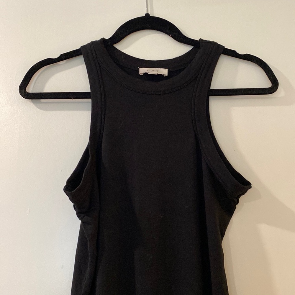 LOFT Black Ribbed Tank Midi Dress